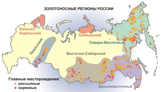 Карта золотых приисков россии